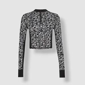 Sweaty Betty Black and White Fitted Crop Blouse
